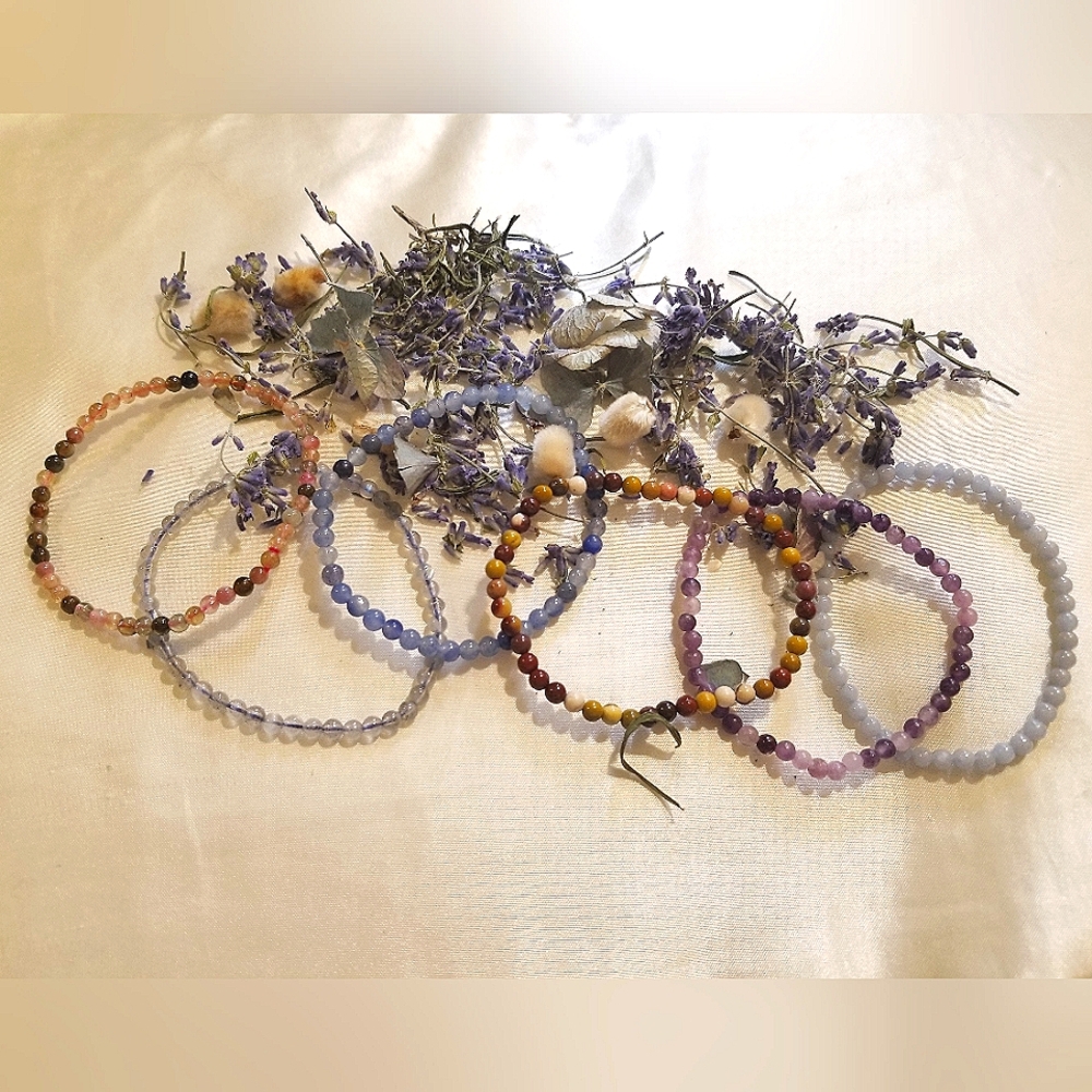 Crystal 4mm Beaded Stretch Bracelets